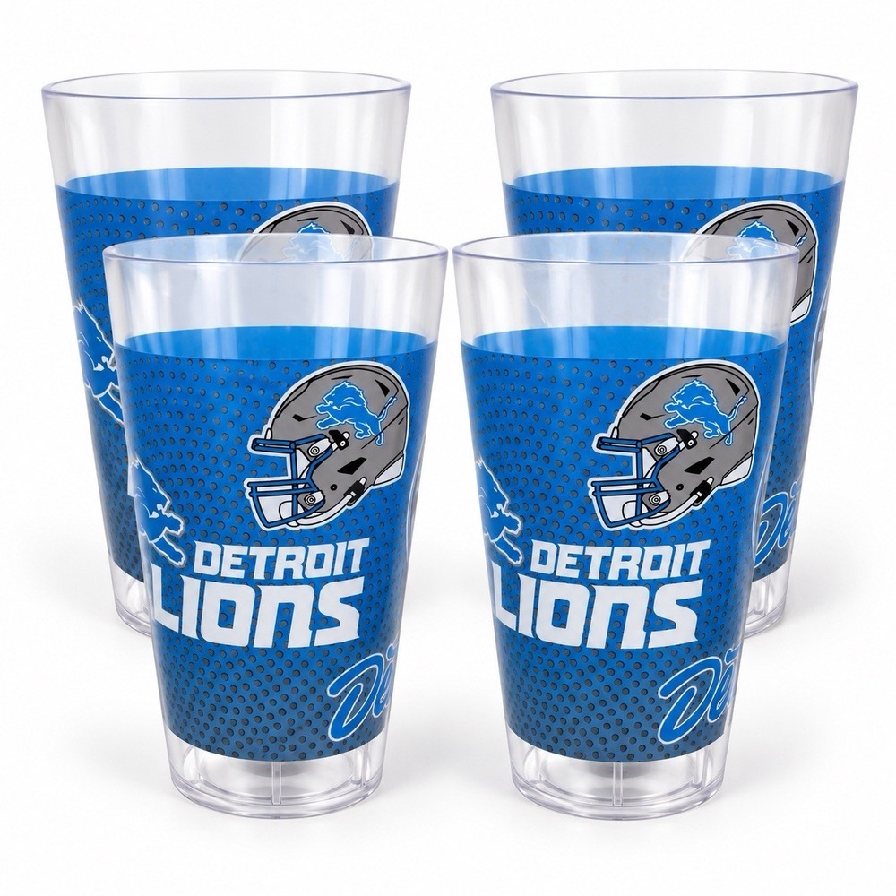 Detroit Lions NFL Plastic Tumbler Cups Set of 4 New Licensed Game Day